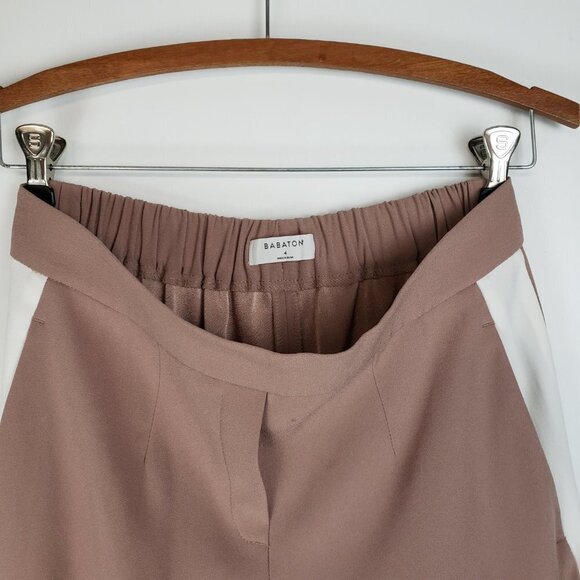 Aritzia Babaton Conan Pants Pull On Beige Tuxedo Cropped Stripe Womens Size 4 - Picture 5 of 9